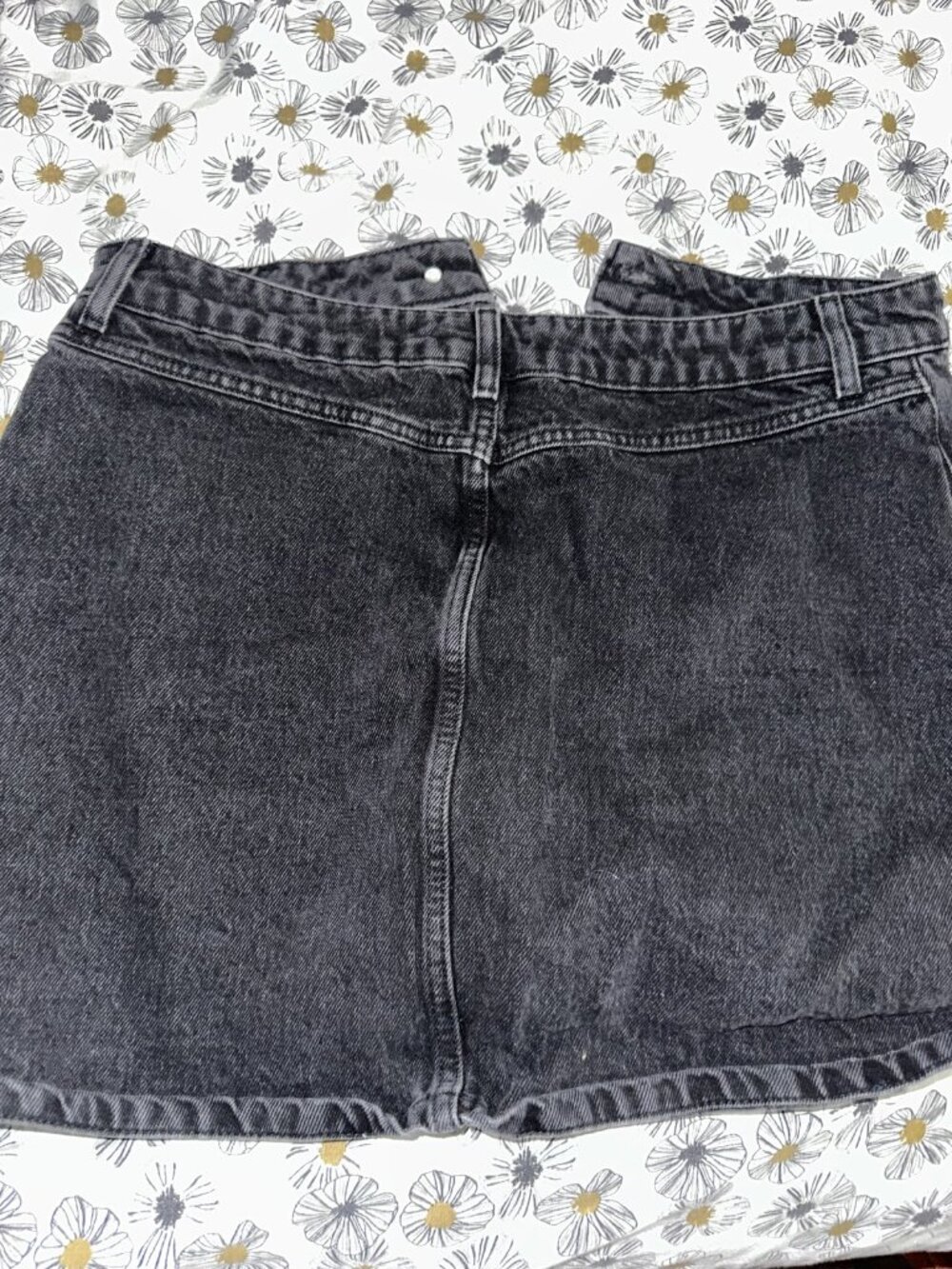 ASOS Design Black Denim Mini Skirt, Button Front, Sz 14/US10